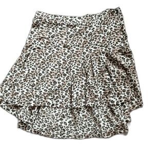 Charlotte Tarantola Silk Animal Print Hi Low Skirt L 18" Front